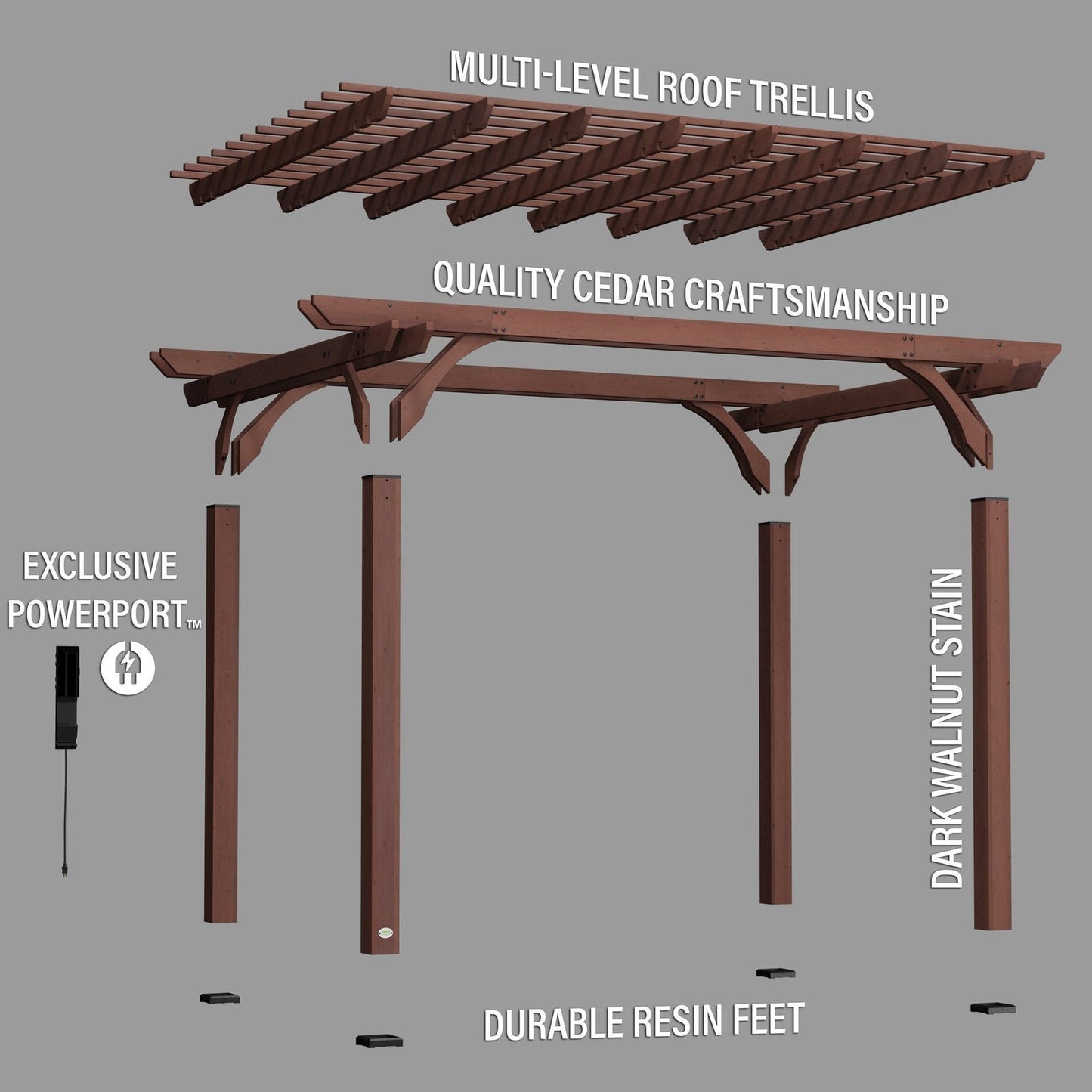 14×10 Somerville Pergola in Walnut Stain