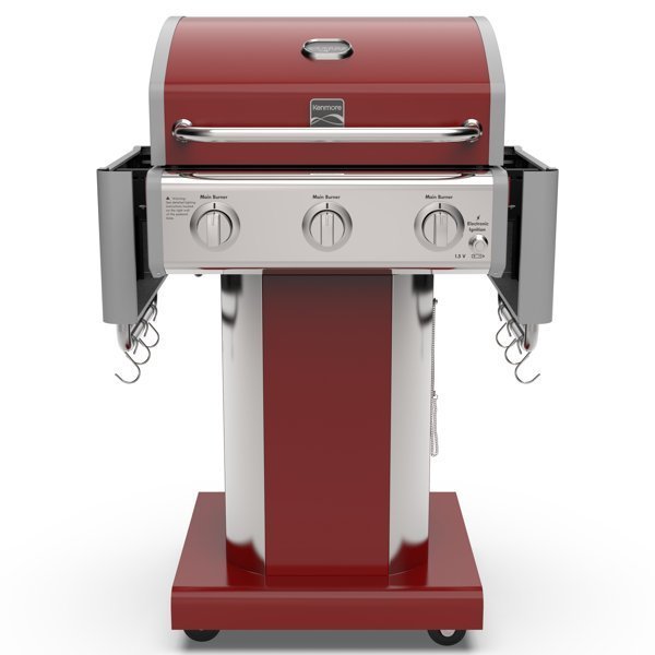 Kenmore 3-Burner Propane Gas Grill with Foldable Side Tables
