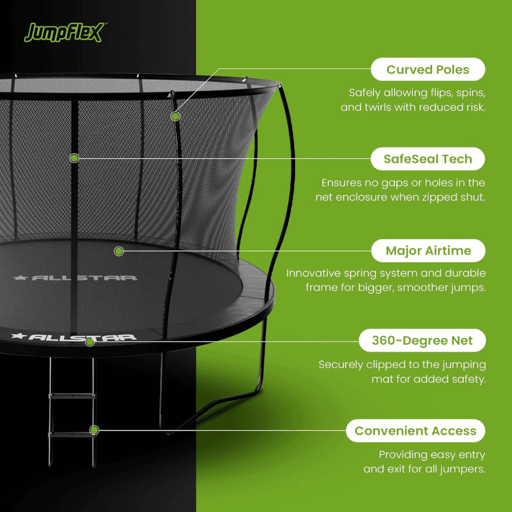 ALLSTAR 10-Foot Backyard Outdoor Trampoline with Safety Net and Ladder