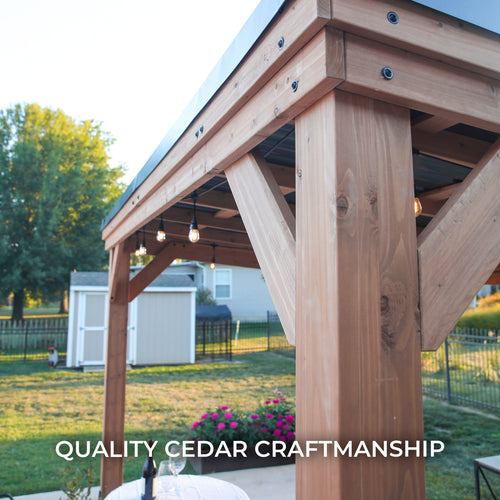 Backyard Discovery Arcadia 12' x 9.5' Cedar Gazebo with PowerPort