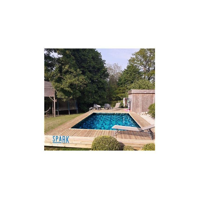 Piscine bois rectangulaire Pierre de Bali 350 x 200 x 71 cm