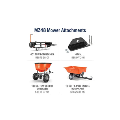 Husqvarna MZ48 Zero-Turn Mowers 23 HP Kawasaki 48” Clears Cut ZT3100 (M-ZT Seat)