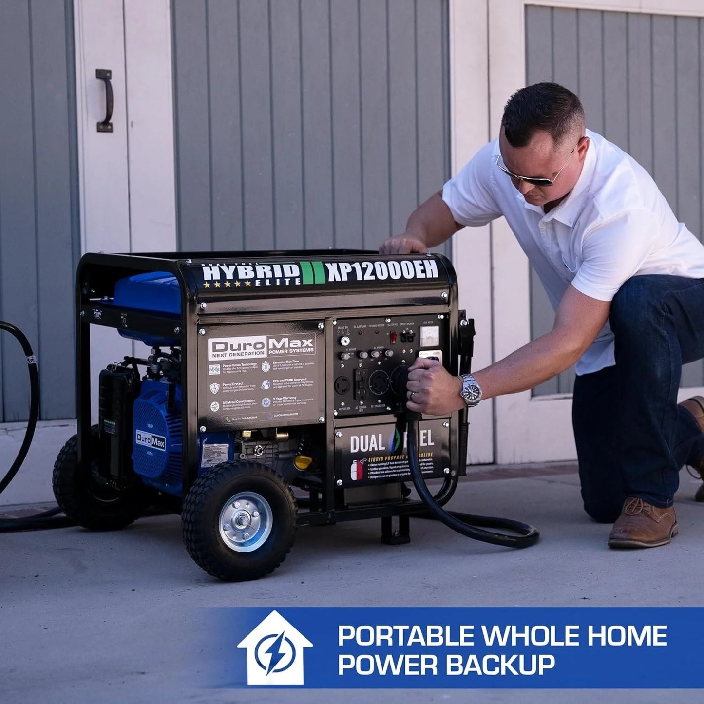 DuroMax XP12000EH 12,000 Watt Dual Fuel Portable Generators.