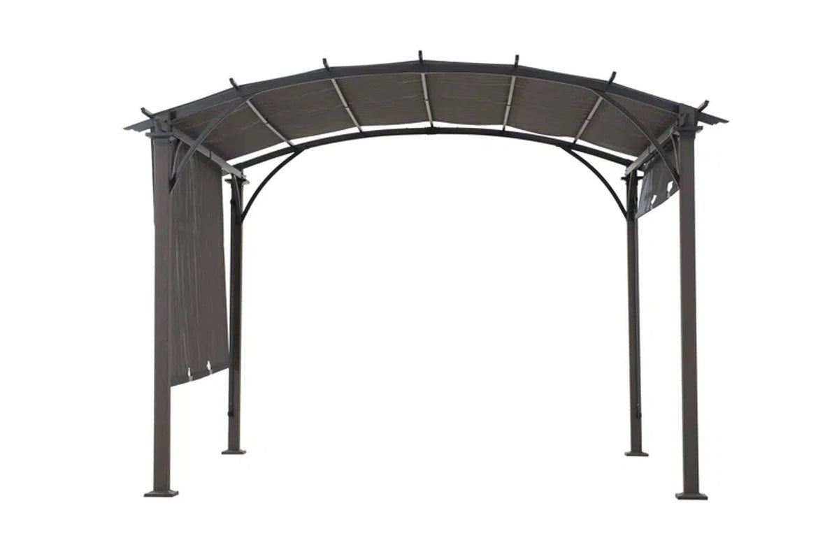 Pergola, Outdoor Steel Arched Pergola with Adjustable Canopy
