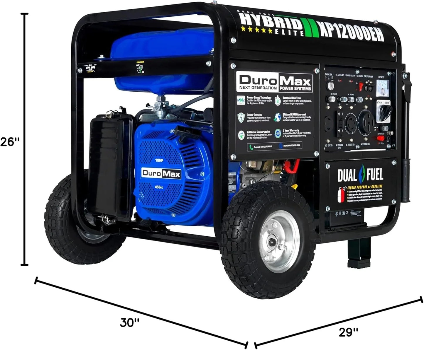 DuroMax XP12000EH 12,000 Watt Dual Fuel Portable Generators.