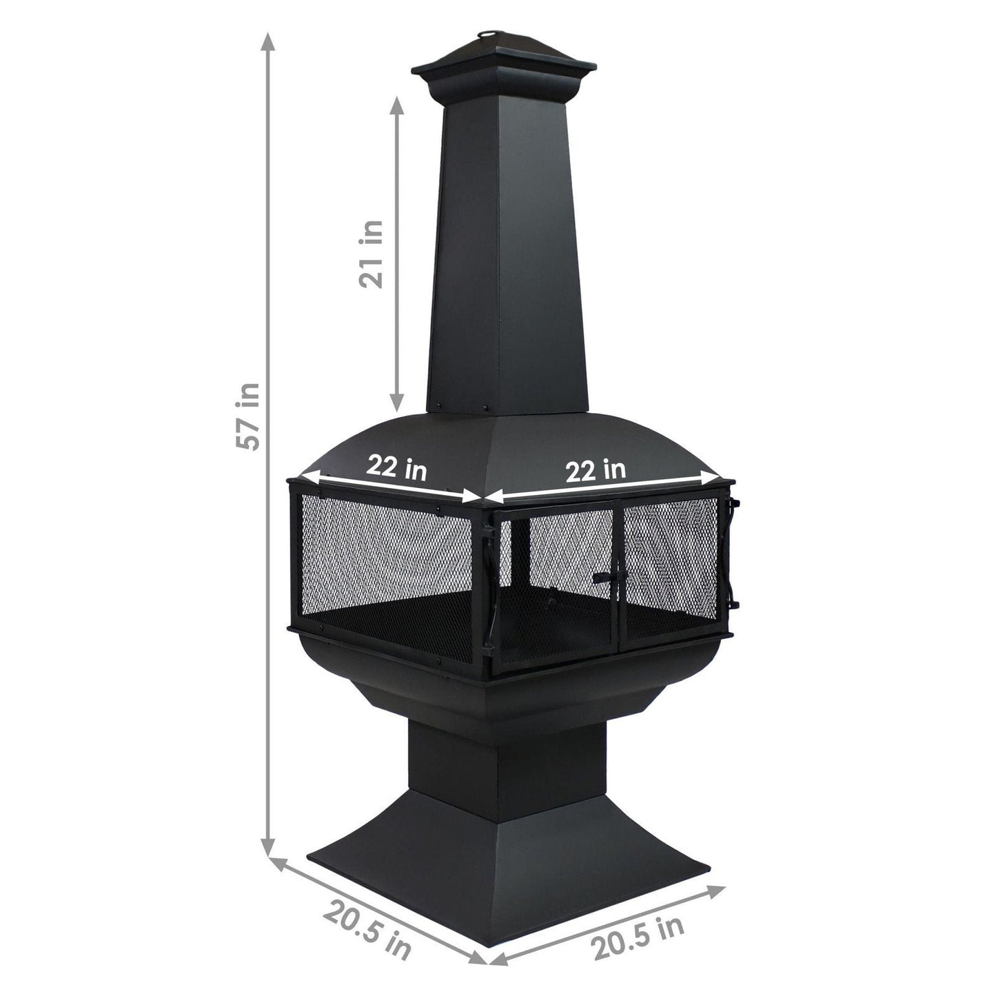 Sunnydaze 57″ 360-Degree View Steel Wood-Burning Chiminea with Grate, Poker, and Cover