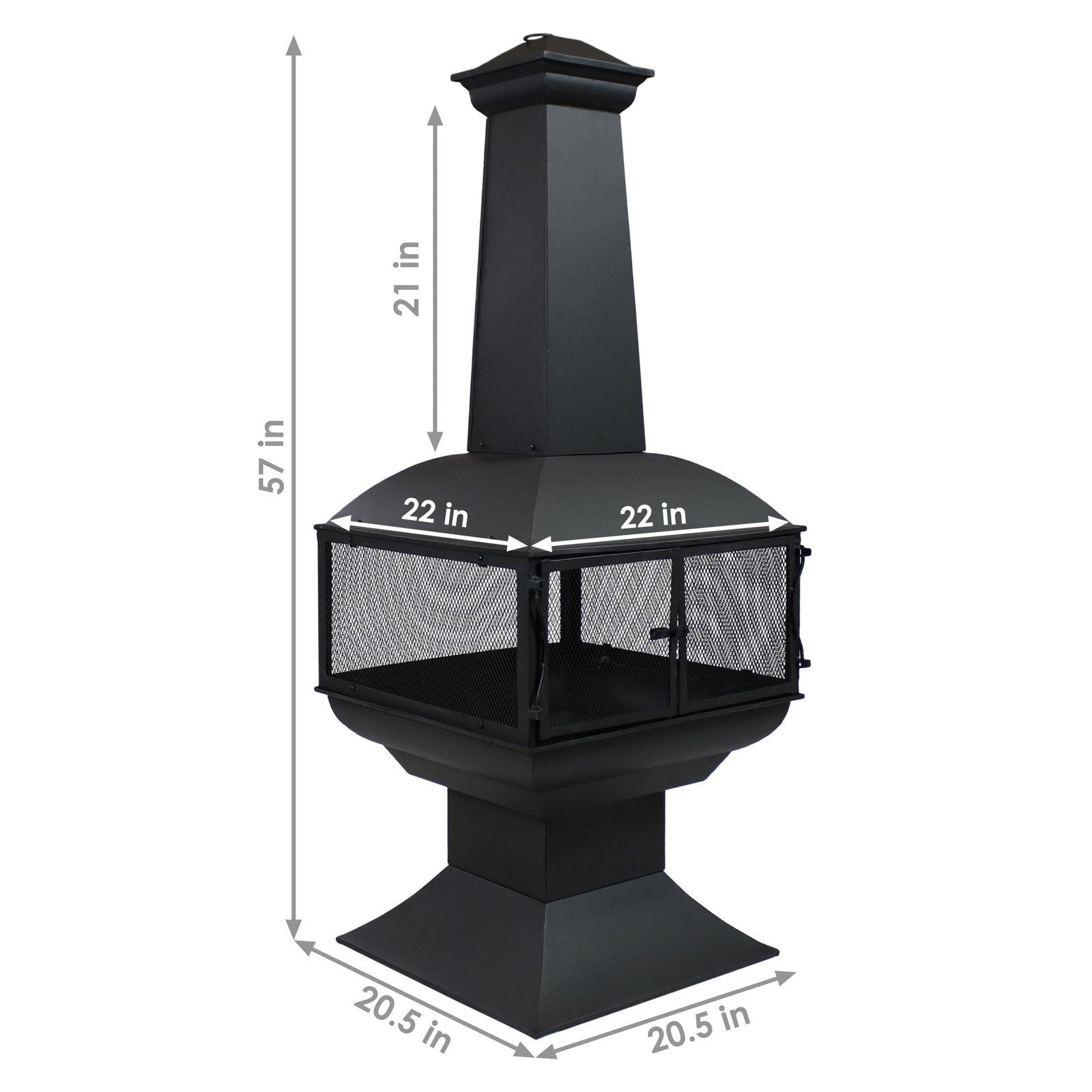 Sunnydaze 57″ 360-Degree View Steel Wood-Burning Chiminea with Grate, Poker, and Cover