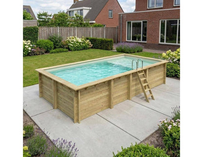Piscine bois Sevilla 145 8.57 x 4.57 x 1.45 m + Bâche à bulles 180 μ + Bâche hiver 280 gr/m²
