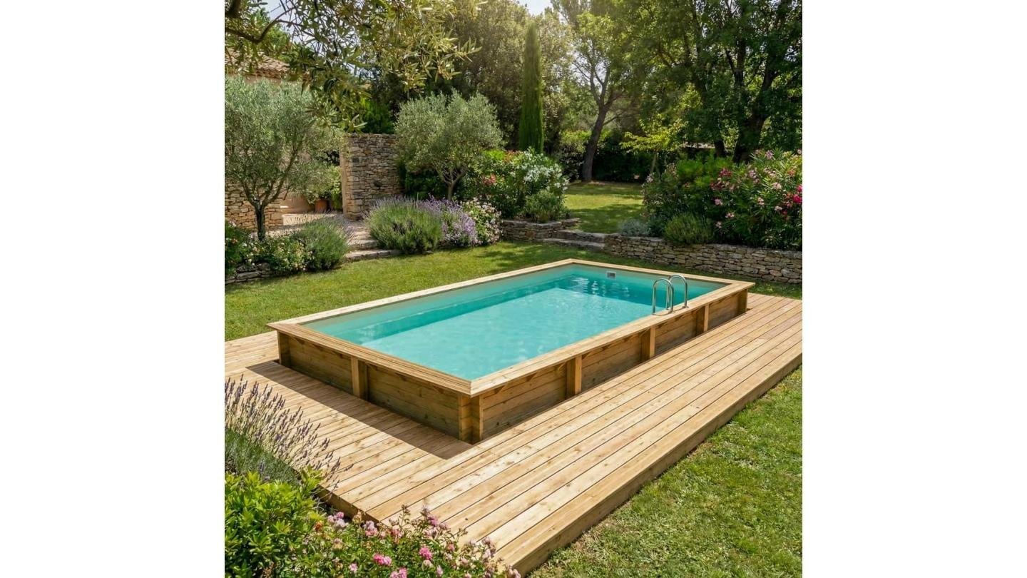 Piscine Hors Sol En Bois Aqua 6.1 X 2.85 H.1.31 M avec plage