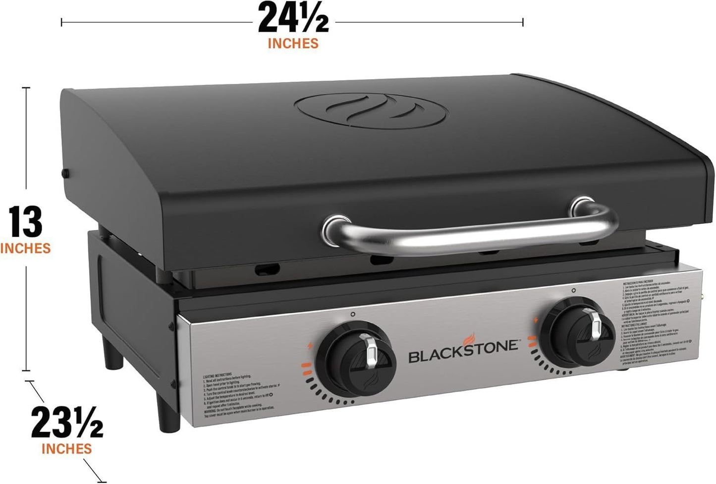 Blackstone 22″ Portable Tabletop Griddle – Dual Burner Flat Top Grill, 24,000 BTU Propane with Stainless Steel Faceplate & Rear Grease System