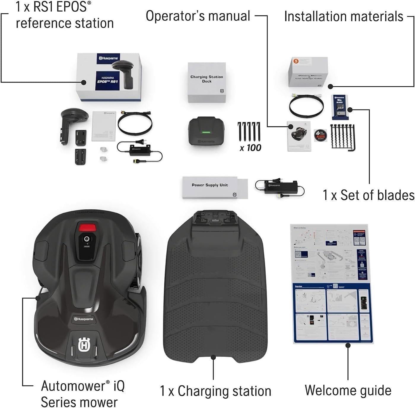 Husqvarna 440iQ Robotic Lawn Mower, 2 Acre, Wire-Free, Charging Station