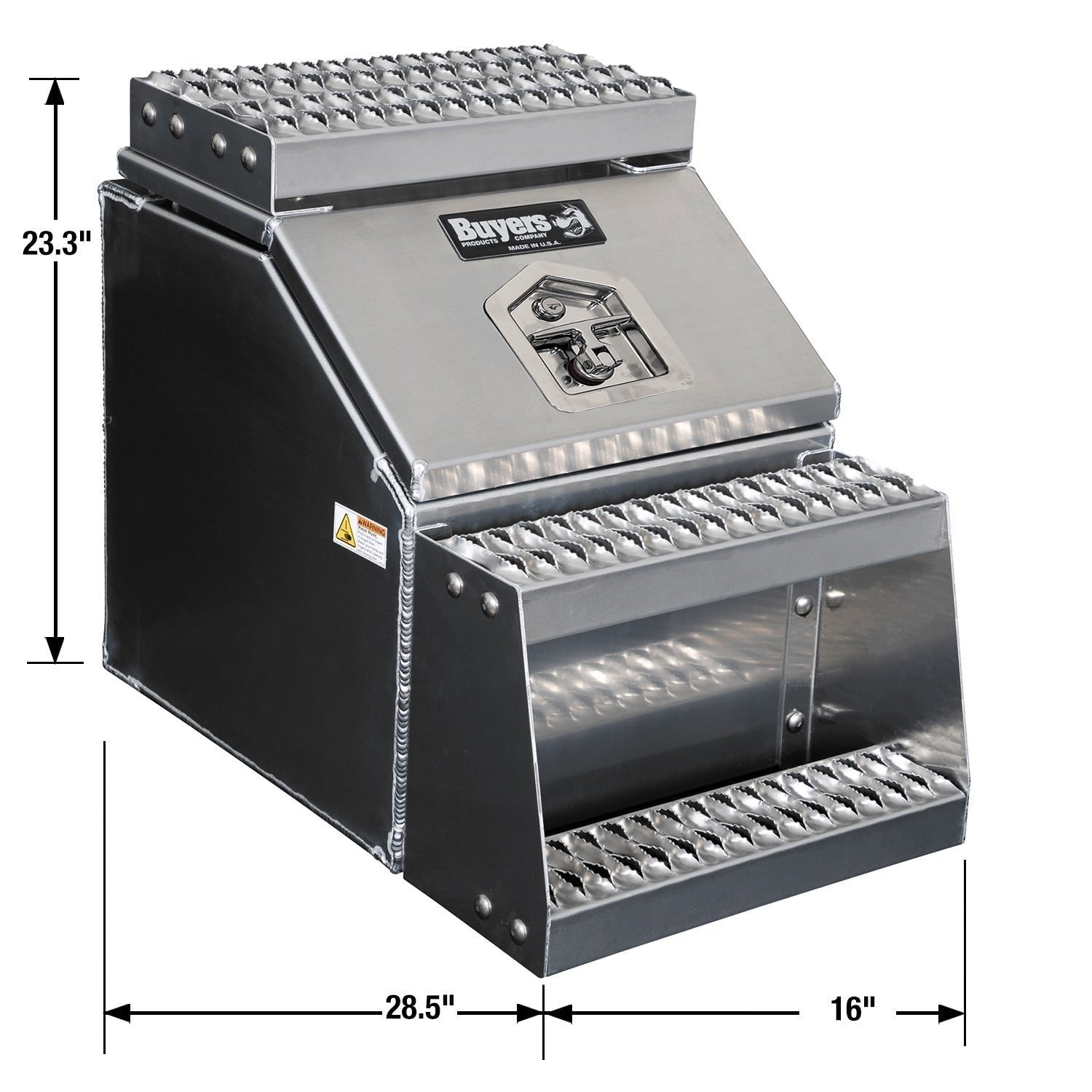Buyers Products 28-in x 24-in x 19-in Smooth Aluminum Step Box Truck Tool Box 1705285