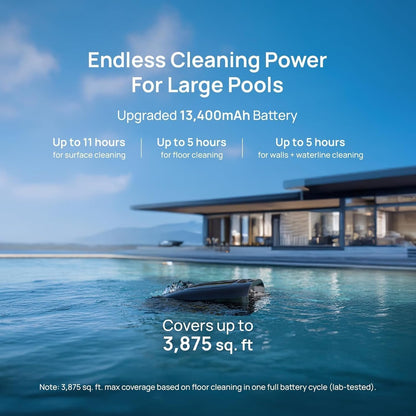 Beatbot AquaSense 2 Pro Robotic Pool Cleaner – 5-in-1 Cordless Skimmer & Clarifier, App-Controlled, Smart Parking, Up to 3,875 Sq. Ft. – Obsidian