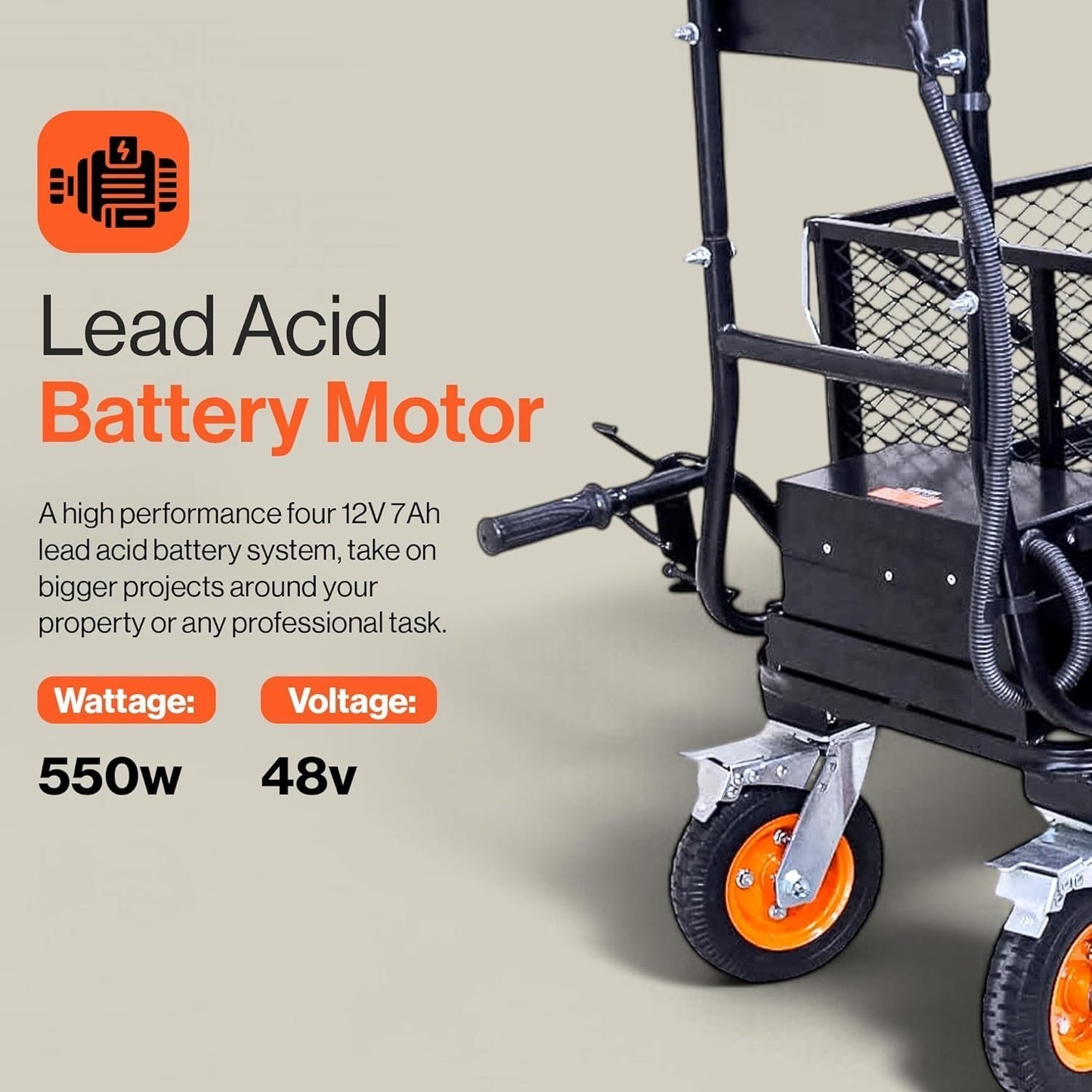 SuperHandy 48V Electric Power Wagon Utility Cart, 660 lb Load, 1000 lb Hauling Capacity