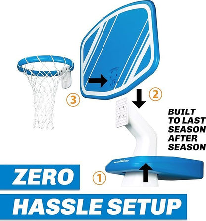 GoSports Splash Hoop Swimming Pool Basketball Game, Includes Poolside Water Basketball Hoop, 2 Balls and Pump – Choose Your Style