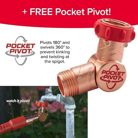 Pocket Hose 100 FT Copper Head Expandable Garden Hose with Pocket Pivot, No Tangles, AS SEEN ON TV, 360° Swivel, Tri-Tex Tubing, Force Field Jacket, Lead-Free, No-Kink, Anti-Burst w/APT