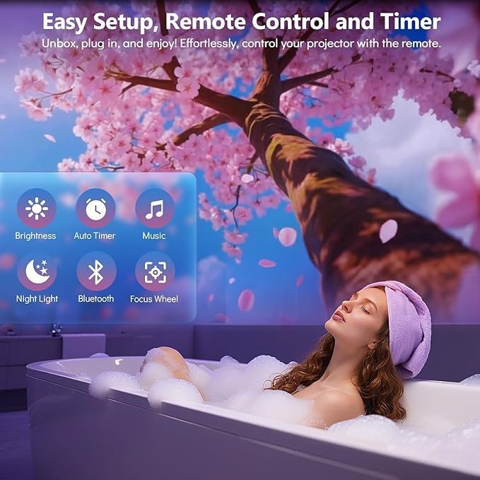 Rossetta 3D Projector, 60 Themes HD 3D Galaxy Projector with Bluetooth Speaker & Remote, 1H/2H Timer, Night Light for Bedroom, Home Decor, Party, Birthday & Christmas Gifts for Adults, Girls, Boys