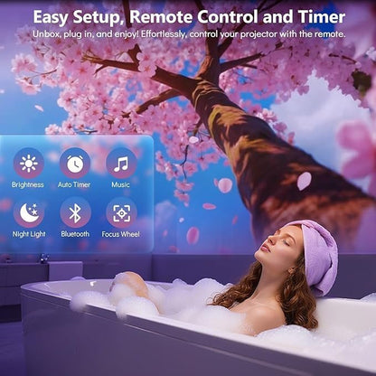 Rossetta 3D Projector, 60 Themes HD 3D Galaxy Projector with Bluetooth Speaker & Remote, 1H/2H Timer, Night Light for Bedroom, Home Decor, Party, Birthday & Christmas Gifts for Adults, Girls, Boys