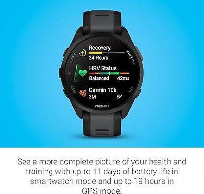Garmin Forerunner 165, Running Smartwatch, Colorful AMOLED Display, Training Metrics and Recovery Insights, Black