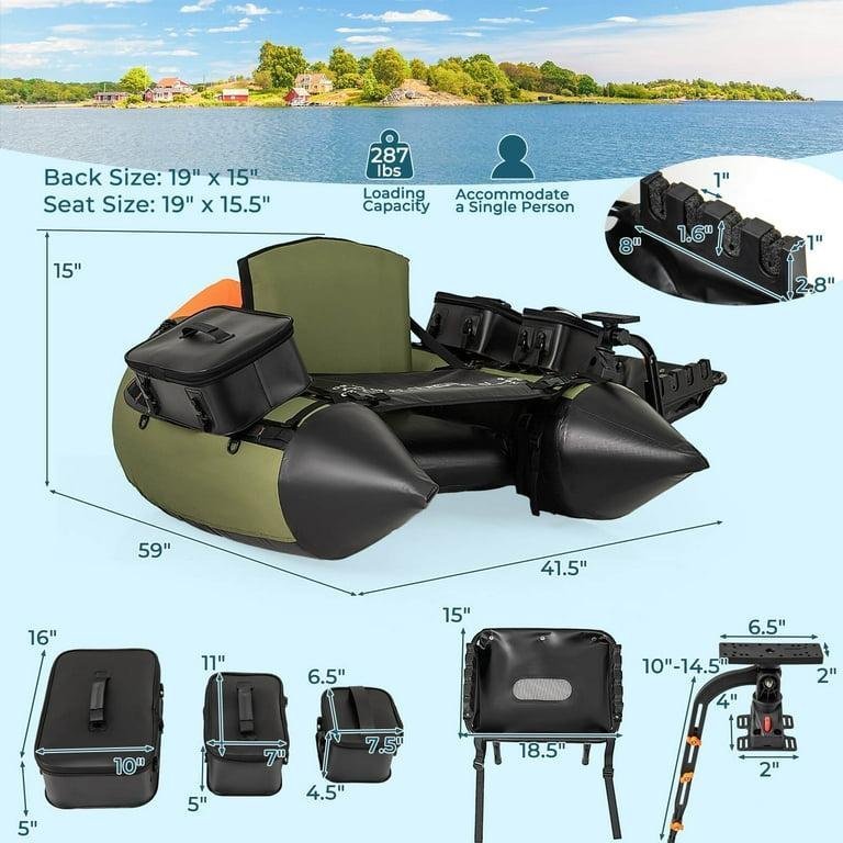 Costway Inflatable Fishing Float Tube with Foldable Padded Seat and Adjustable Footrest