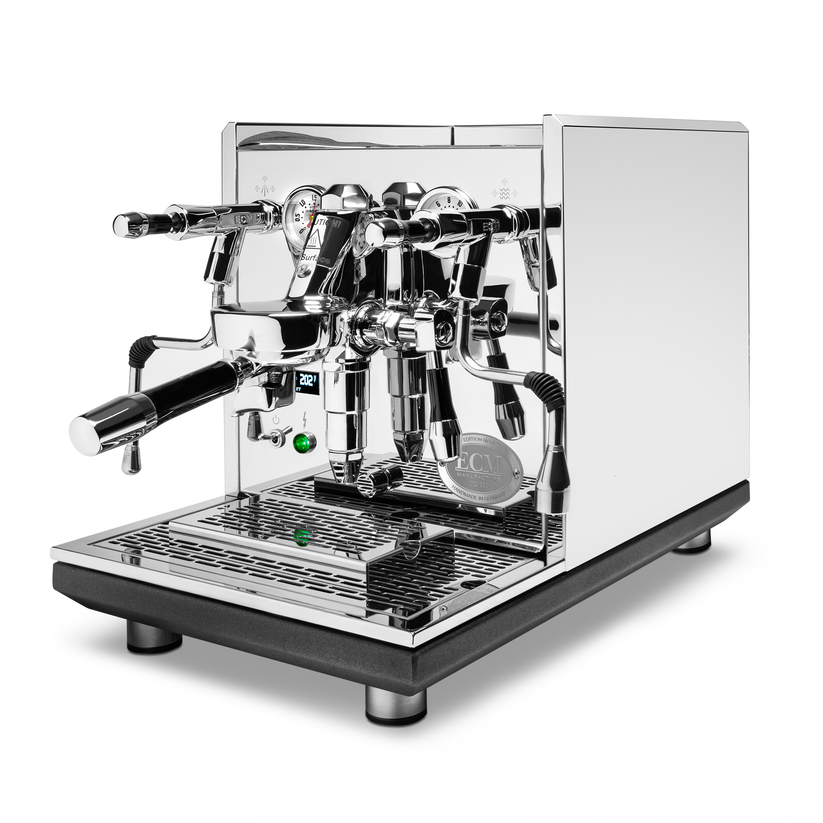 ECM Synchronika II w/ Flow Control | Dual Boiler E61 | Clive Coffee Stainless Steel with Walnut FC