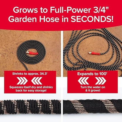 Pocket Hose 100 FT Copper Head Expandable Garden Hose with Pocket Pivot, No Tangles, AS SEEN ON TV, 360° Swivel, Tri-Tex Tubing, Force Field Jacket, Lead-Free, No-Kink, Anti-Burst w/APT