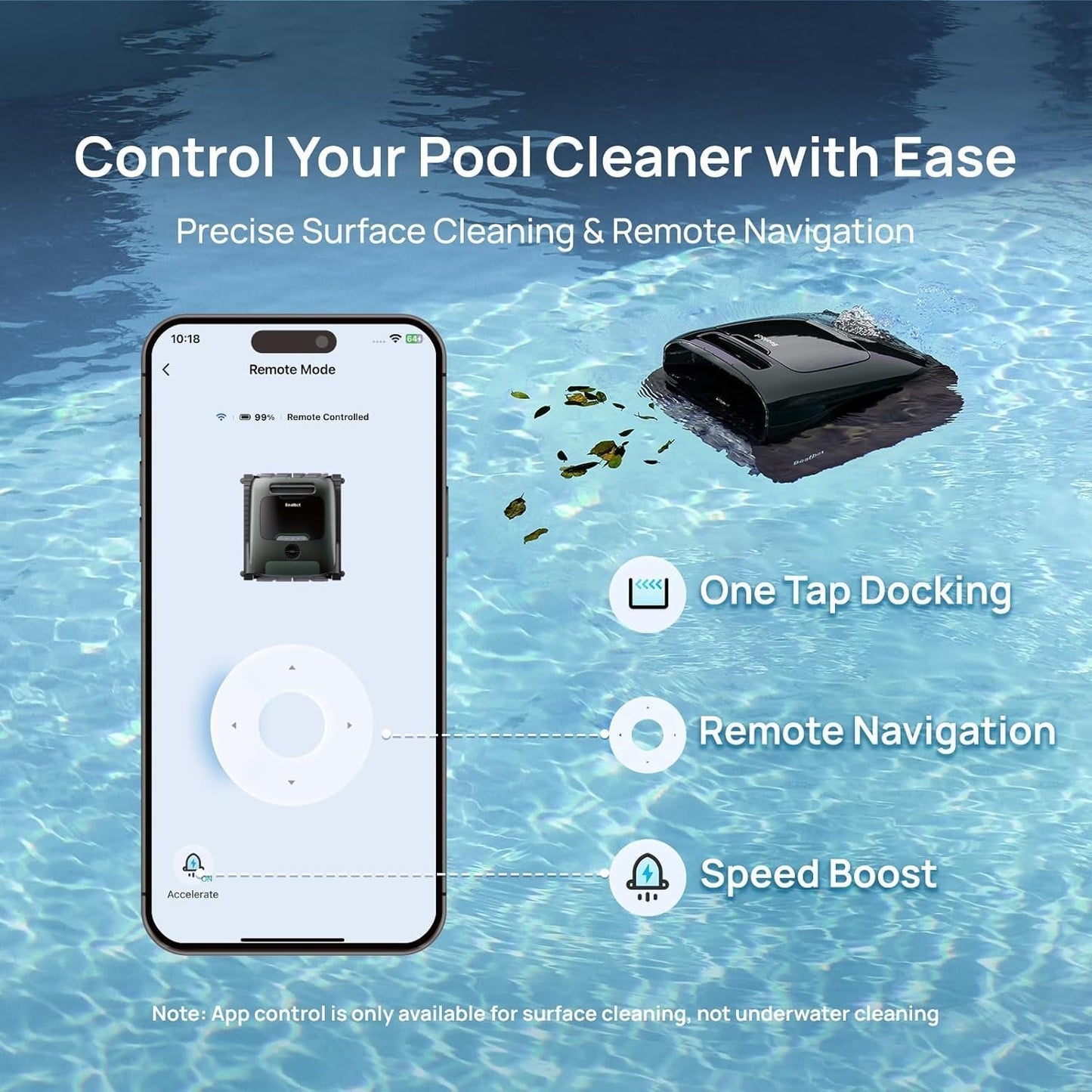 Beatbot AquaSense 2 Pro Robotic Pool Cleaner – 5-in-1 Cordless Skimmer & Clarifier, App-Controlled, Smart Parking, Up to 3,875 Sq. Ft. – Obsidian
