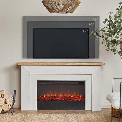 Real Flame Malie 68″ Electric Fireplace with Mantel & Remote Control
