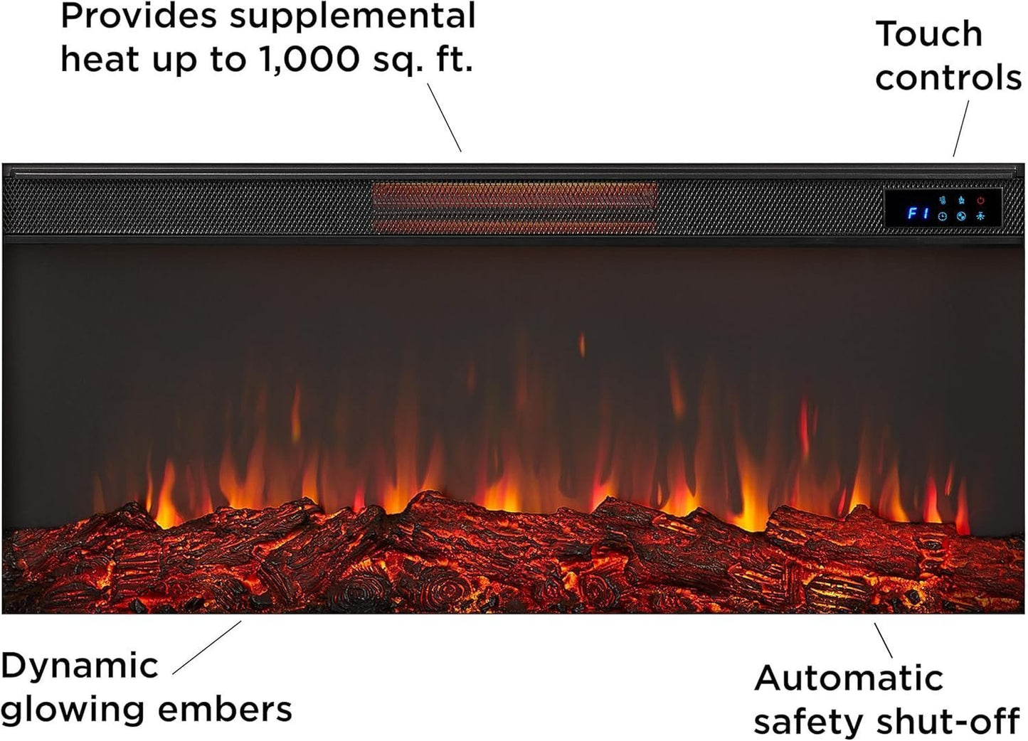 Real Flame Malie 68″ Electric Fireplace with Mantel & Remote Control