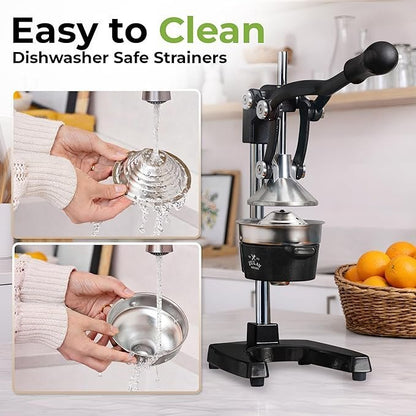 Zulay Kitchen Cast Iron Juicer – Easy-to-Clean Heavy-Duty Manual Juicer, Professional Citrus Juicer – Stainless Steel Lemon Squeezer – Manual Citrus Press & Orange Squeezer – Orange Juicer (Black)