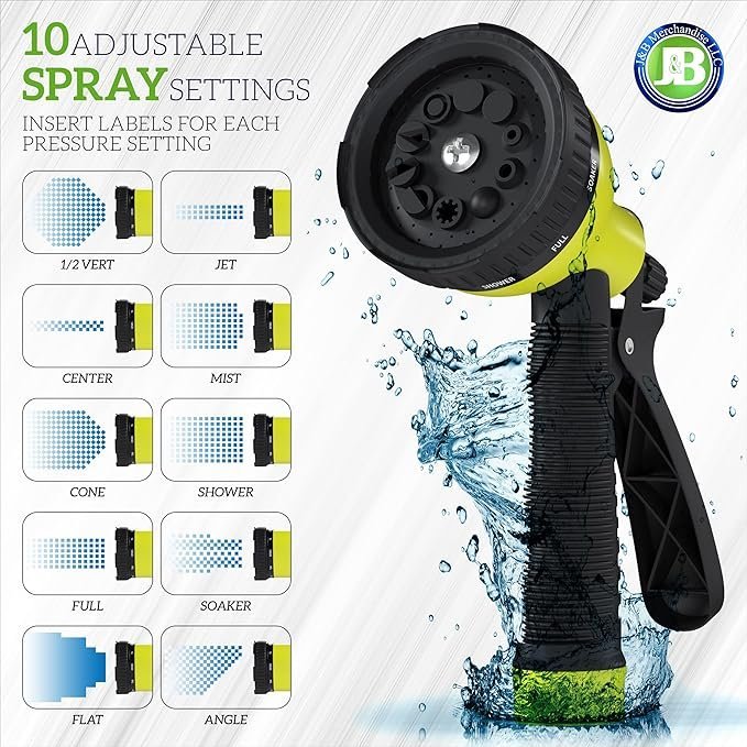 J&B XpandaHose 150ft Expandable Garden Hose – Ultra-Strong 3750D, 4-Layer Latex Core, Brass 3/4″ Connectors, 10-Pattern Nozzle & Storage Bag – Lightweight, Kink-Reducing, Leak-Resistant