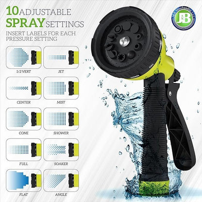 J&B XpandaHose 150ft Expandable Garden Hose – Ultra-Strong 3750D, 4-Layer Latex Core, Brass 3/4″ Connectors, 10-Pattern Nozzle & Storage Bag – Lightweight, Kink-Reducing, Leak-Resistant