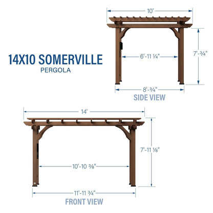 14×10 Somerville Pergola in Walnut Stain