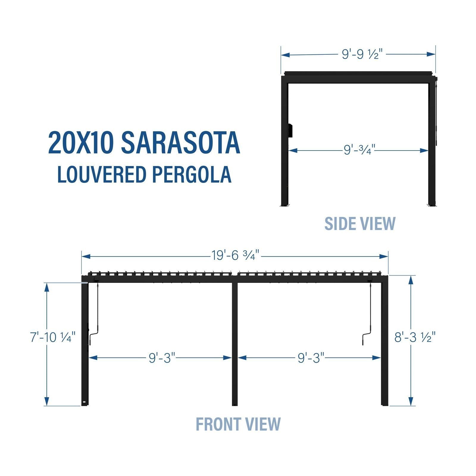 20×10 Sarasota Steel Louvered Pergola