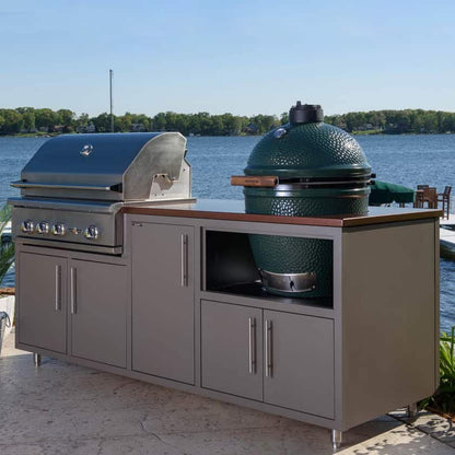 Challenger Designs 83″ Kamado Grill & Built-in Grill Outdoor Kitchen Island