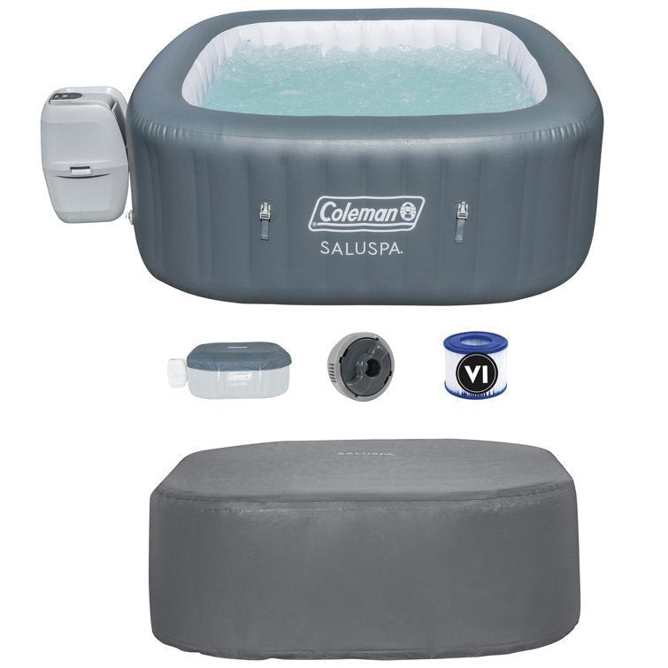 Coleman 6 – Person 114 – Jets Plastic Square Inflatable Hot Tub in Gray