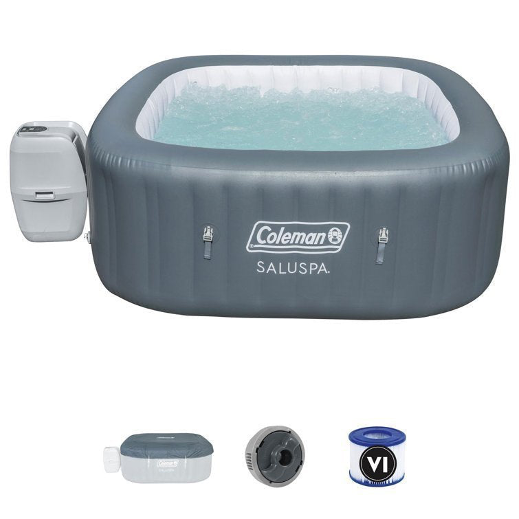 Coleman 6 – Person 114 – Jets Plastic Square Inflatable Hot Tub in Gray