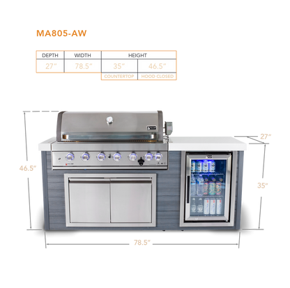 Mont Alpi 6-Burner Stainless Steel Artwood Island