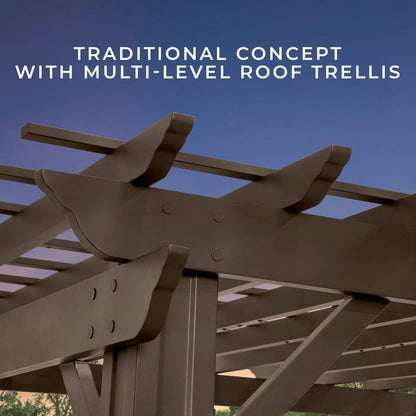 12 x 10 Ashford Traditional Steel Pergola With Sail Shade Soft Canopy