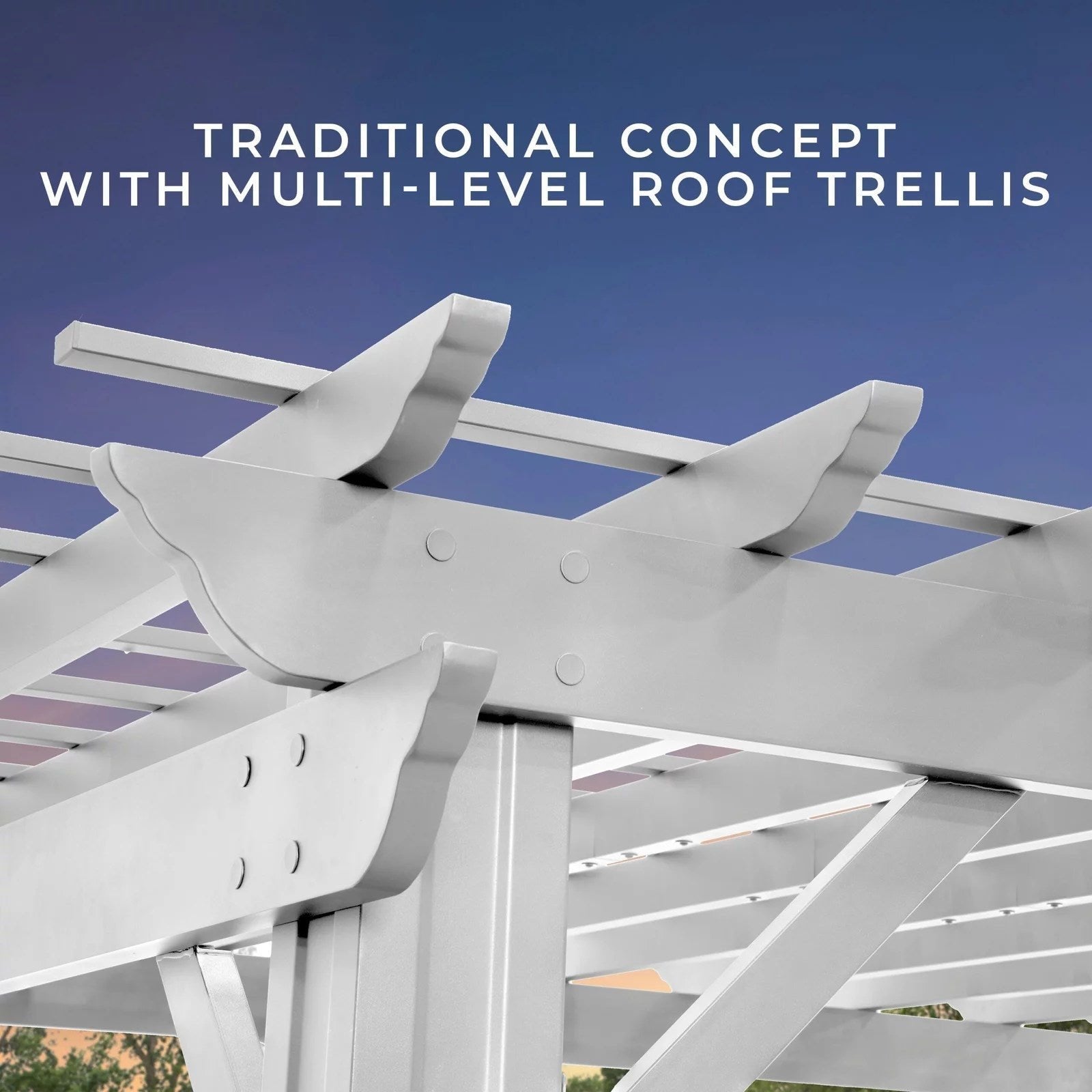 12×10 Hawthorne Traditional Steel Pergola With Sail Shade Soft Canopy