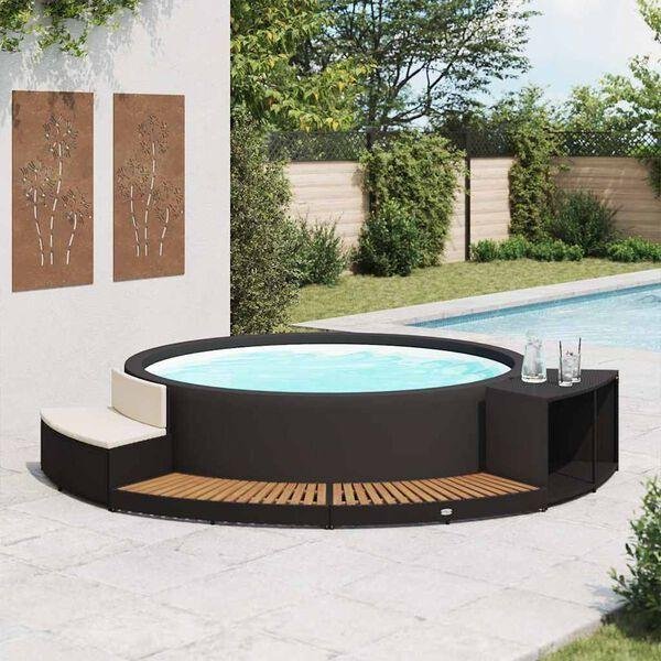 vidaXL Spa Surround Gray Poly Rattan