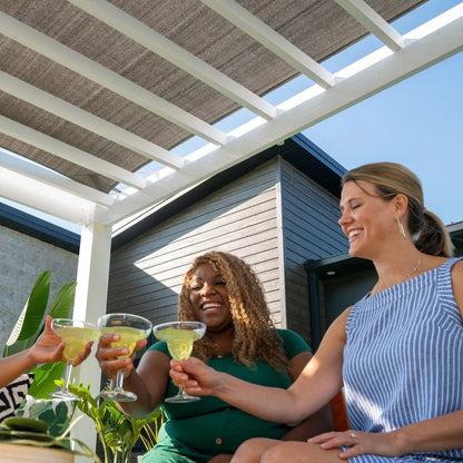 12×10 Windham Modern Steel Pergola With Sail Shade Soft Canopy
