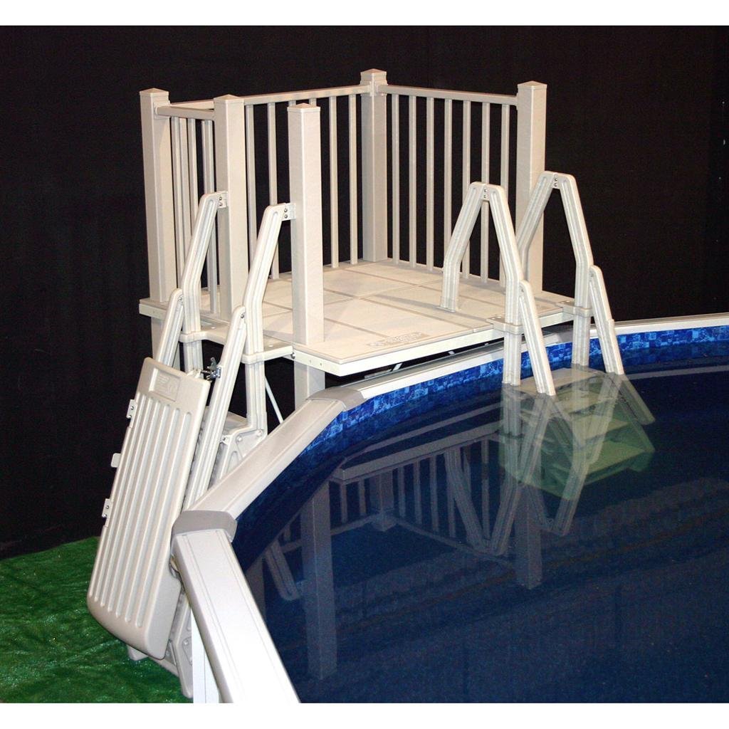 Vinylworks 5′ x 5′ Resin Above Ground Swimming Pool Deck Kit Taupe