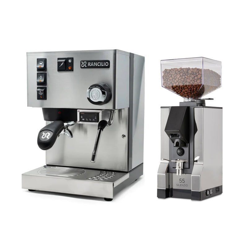 Rancilio Silvia PID Espresso Machine and Mignon Silenzio 55 Grinder Bundle | Seattle Coffee Gear, Stainless, 9.5 Inches