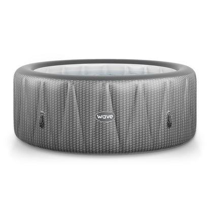 Wave Atlantic 6-Person Inflatable Hot Tub | Integrated Eco Heater | 130 Aquajet Massage System | Anti-Freeze Protection | Quick 15-Minute Setup | Gray Rattan