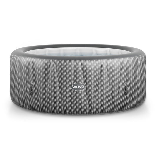 Wave Atlantic 6-Person Inflatable Hot Tub | Integrated Eco Heater | 130 Aquajet Massage System | Anti-Freeze Protection | Quick 15-Minute Setup | Gray Rattan