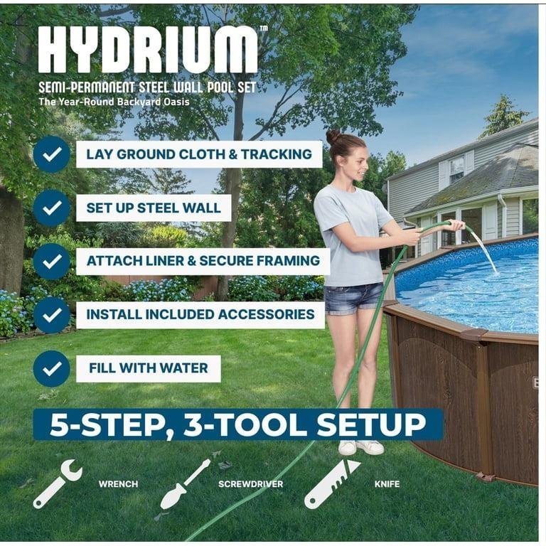 Bestway Hydrium 18′ x 52″ Round Steel Wall Above Ground Pool Set