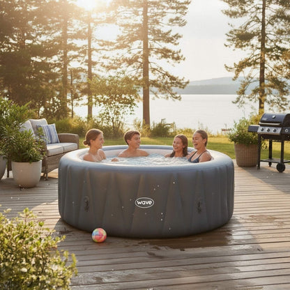 Wave Atlantic 6 Person Round Inflatable Hot Tub, Navy