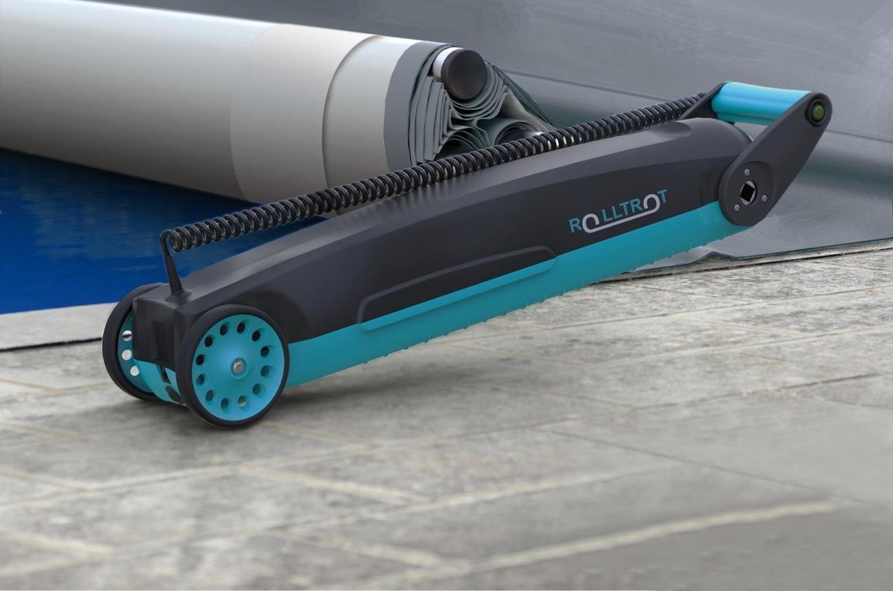 Motorisation Rolltrot pour bâche à barres | Batterie 12V intégrée, chargeur inclus, temps d’enroulement <3min | Azialo