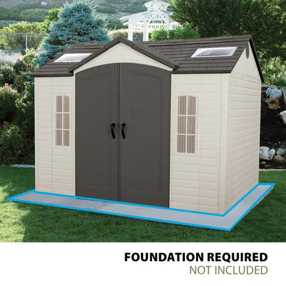 Lifetime Lockable Polyethylene Outdoor Storage Shed, 10′ x 8′, Tan & Browns (60005)